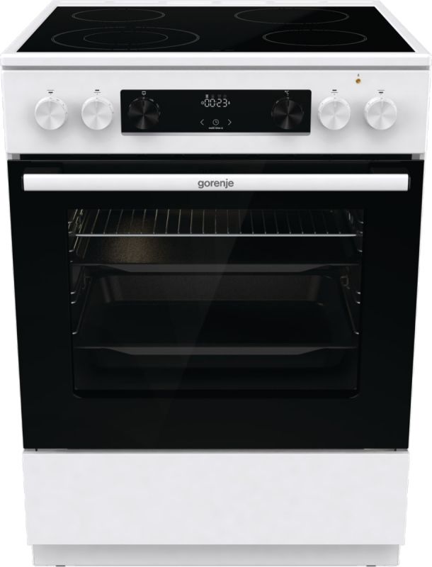 Плита Gorenje електрична склокерамічна, 71л, 60x60см, дисплей, приготування з паром, програматор, білий