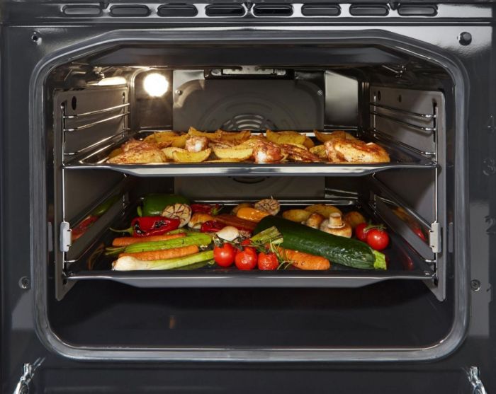 Плита Gorenje комбінована, 70л, 50x60см, дисплей, IconLed, емальовані, білий