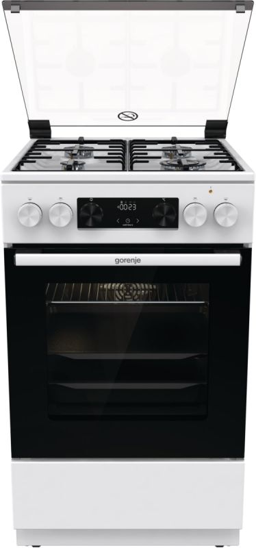 Плита Gorenje комбінована, 70л, 50x60см, дисплей, IconLed, емальовані, білий
