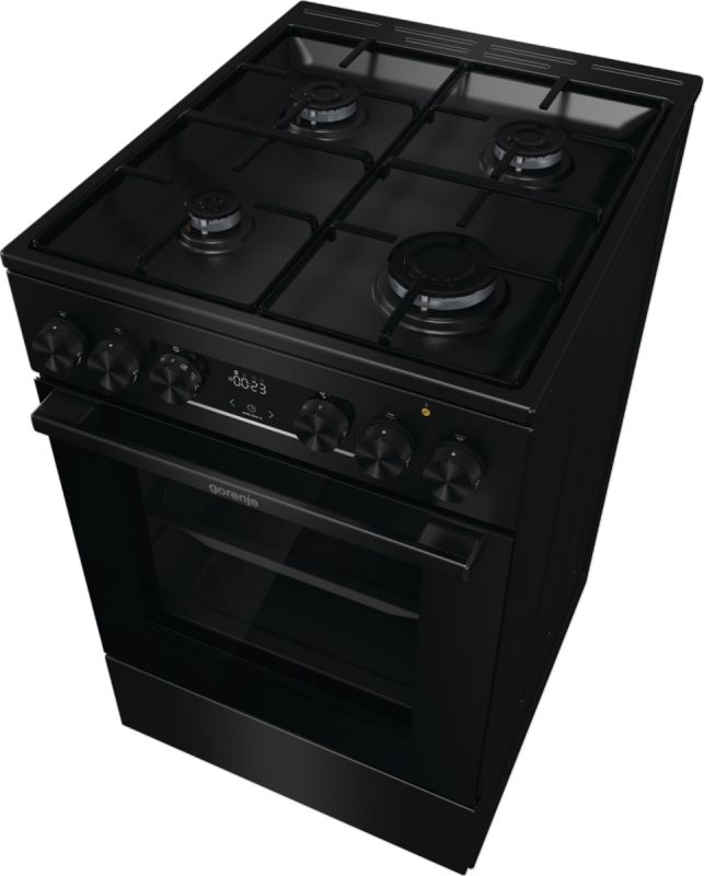 Плита Gorenje комбінована, 62л, 50x60см, дисплей, IconLed, емальовані, чорний 