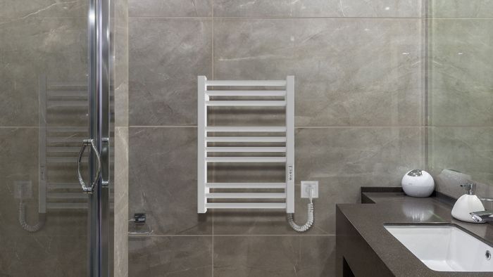 Рушникосушка Hygge Family електрична Derby, 570х430х80мм, таймер-регулятор, сталь, білий матовий