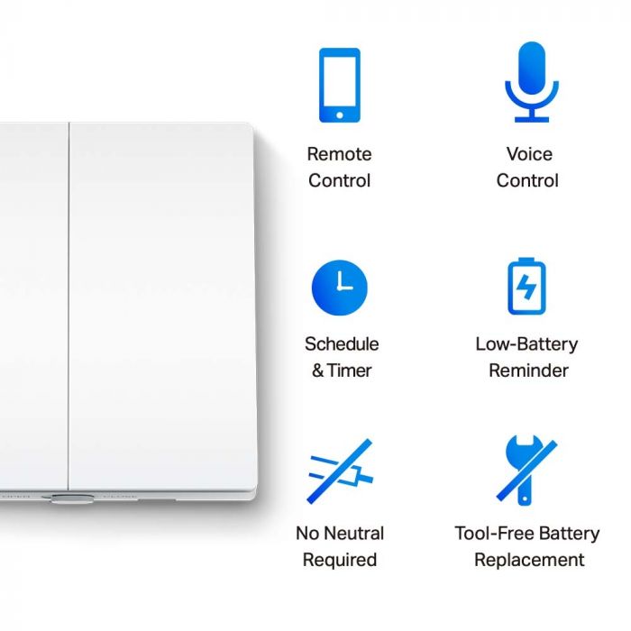 Розумний вимикач світла, 2-канальний 1-сторонній TP-LINK Tapo S220 868 MHz 250V 4A