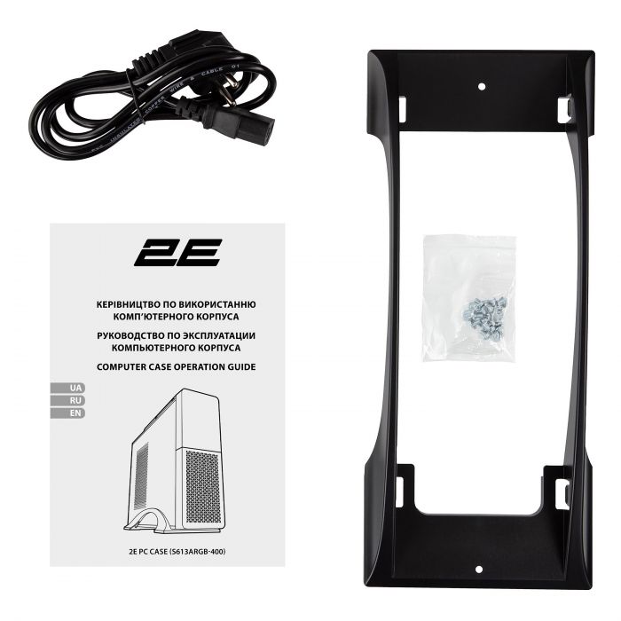 Корпус 2E S613ARGB-400, з БЖ 2E 400W-SFX, 1xUSB3.0, 1хUSB Type-C, 1x80мм, Micro ATX/ Desktop, чорний