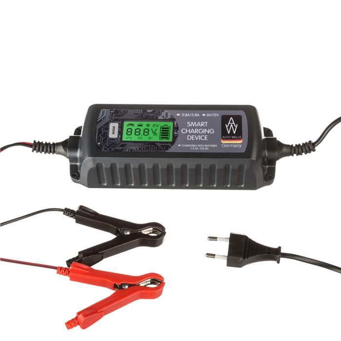 Зарядний пристрій Konner&Sohnen Auto Welle AW05-1204 інтелектуальний, 230В, 6/12В, 0.8/3.8А, для STD/AGM/GEL 1.2-120А-год, режими повільний, стандартний, зимовий