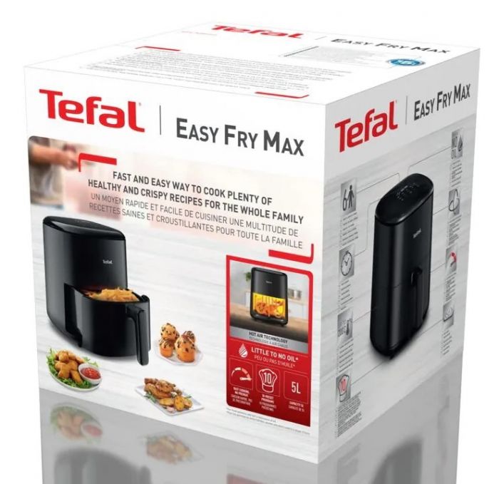 Мультипіч Tefal Easy Fry Max, 1500Вт, чаша-5л, сенсорне керув., 10 програм, пластик, чорний