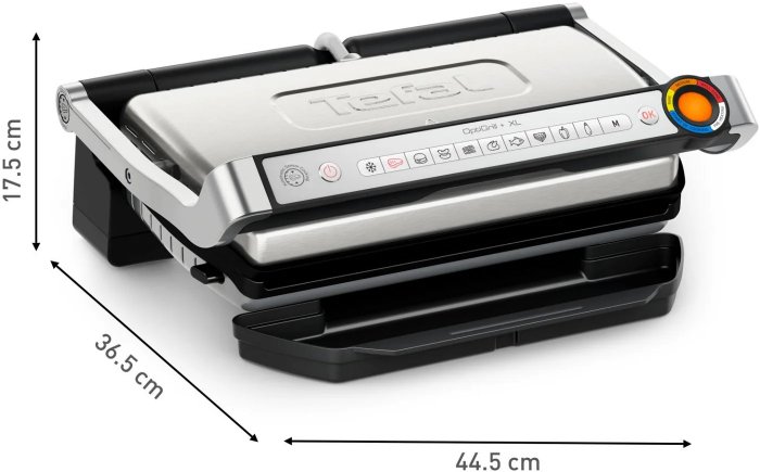 Гриль Tefal прижимний OptiGrill+ XL 2000Вт, темп. режимів-4, з`ємні пластини, алюміній, метал