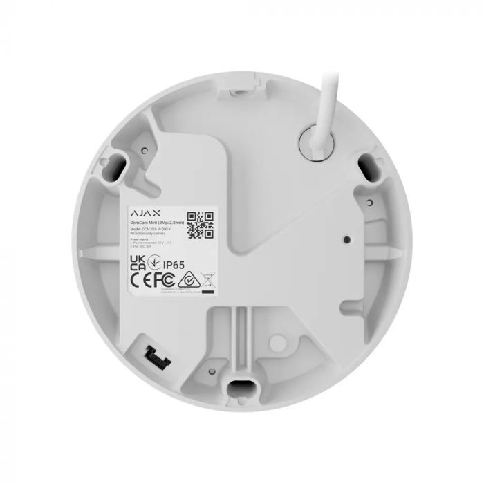 IP-Камера дротова Ajax TurretCam, 5мп, 4мм, Poe, True WDR, IP 65, ІЧ 35м, аудіо, кут огляду 75°до 85°, купольна, біла