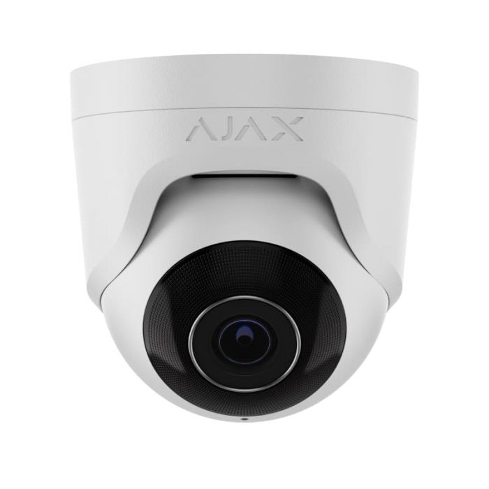 IP-Камера дротова Ajax TurretCam, 5мп, 2.8мм, Poe, True WDR, IP 65, ІЧ 35м, аудіо, кут огляду 100° до 110°, купольна, біла