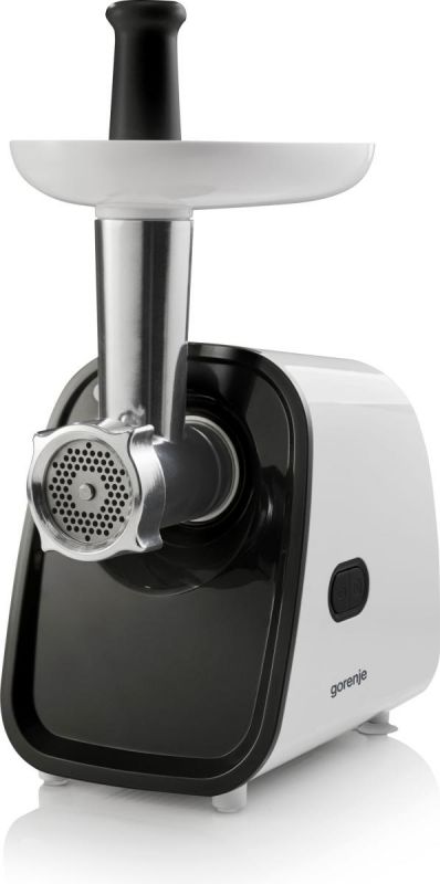 М'ясорубка Gorenje, 1500Вт, 1.9кг/хв, 2 решітки, насадка для ковбас, пластик/метал, білий/чорний