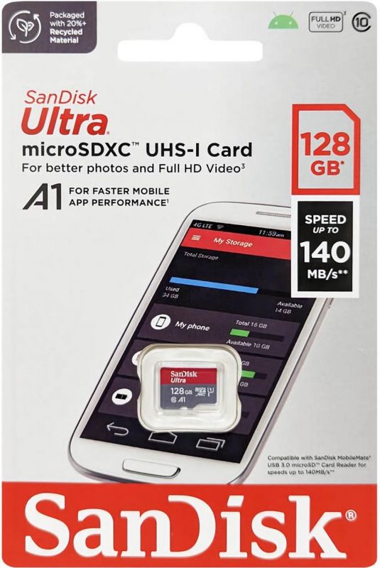 Карта пам'яті SanDisk microSD  128GB C10 UHS-I R150MB/s Ultra