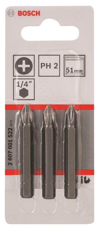 Біти Bosch Extra-Hart PH2, 51мм, 3шт