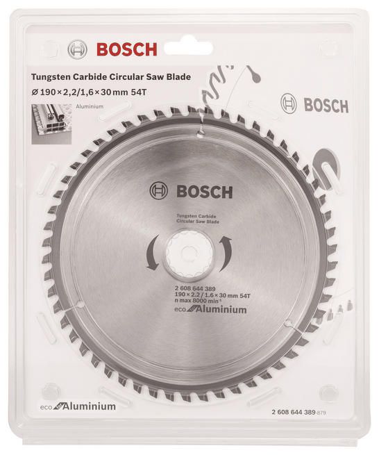 Диск пиляльний Bosch Eco for Aluminium 190x2.42/1.6x30мм 54TCG