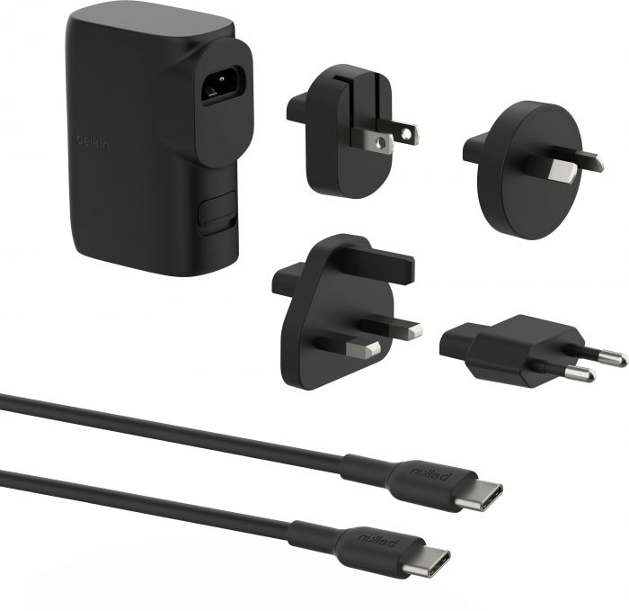 Зарядний пристрій мережевий Belkin 25Вт USB-С PD, PowerBank 5000мА·год, кабель USB-C > USB-C, 1м, чорний