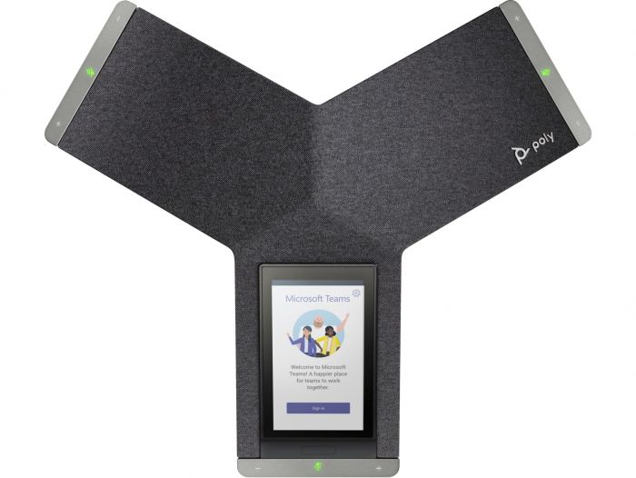 SIP-конференц телефон Poly Trio C60, 3 x Omni Mic, радіус дії 6,1 м, RJ45, USB-A, Micro USB, Bluetooth 4.2, WiFi, PoE, сертифікат Microsoft Teams, сірий