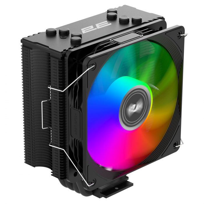 Процесорний кулер 2E GAMING Air Cool ACN120B-ARGB, LGA1700, 1200, 115x, 1366, AM5, AM4, AM3, AM3+, AM2 ,AM2+, FM2, FM1 4pin PWM, 3pin +5VARGB, TDP 180W