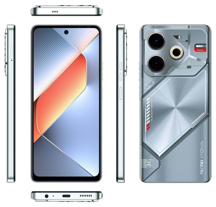 Смартфон TECNO POVA 6 NEO (LI6) 6.78" 8/128ГБ, 2SIM, 7000мА•год, Starry Silver