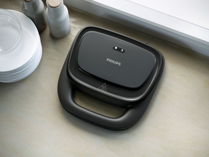 Сендвічмейкер Philips Series 3000 750Вт, антипригарне покриття, корпус-пластик, чорний