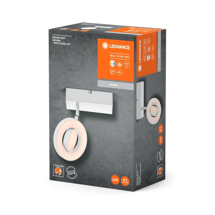 Світильник точковий накладний LEDVANCE DECOR SPOT SATURN 11Вт 3000/4200/6500K 1020Лм білий