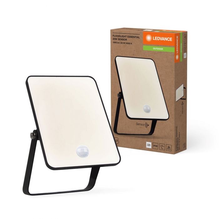 Прожектор LEDVANCE ESSENTIAL SENSOR 20Вт 1800Лм 4000K датчик руху  чорний