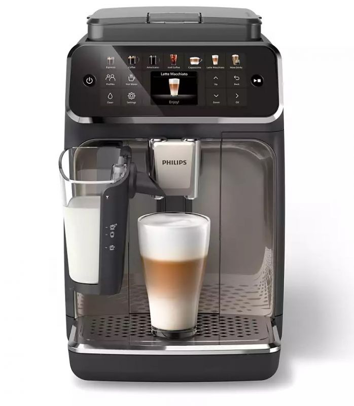 Кавомашина Philips Series 4400 LatteGo, 1.8л, зерно+мелена, автомат.капуч, дисплей, авторецептів -12, чорний