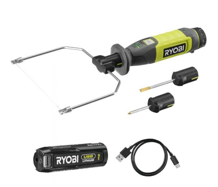 Термоніж Ryobi RHC4-120G акумуляторний 4В USB Lithium 450 градусів 5 змінних насадок АКБ 1х2Аг