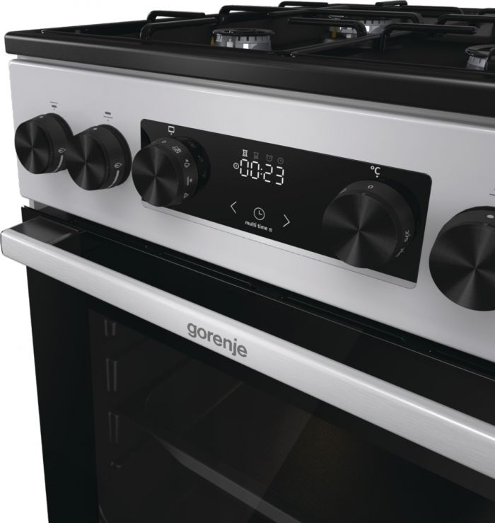 Плита Gorenje комбінована, 62л, 50x60см, дисплей, IconLed, емальовані, титан