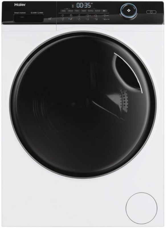 Прально-сушильна машина Haier фронтальна, 9(6)кг, 1400, A, 60см, дисплей, пара, інвертор, люк чорний, прямий привід, білий