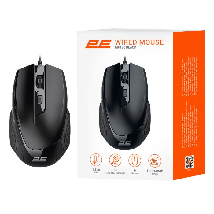 Миша 2E MF180, USB-A, чорний