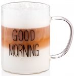 Набір чашок з ручками Ardesto Good Morning, 420мл, 2шт, боросилікатне скло, прозорий