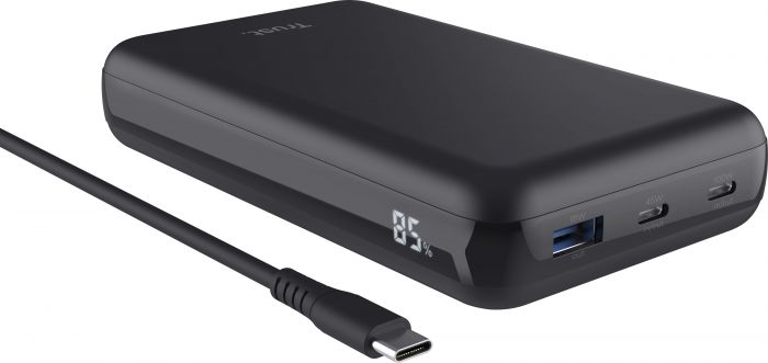 Акумулятор портативний літій-іонний power bank Trust Laro, 20000 мА·год, USB-A/2хUSB-C, 100w, чорний