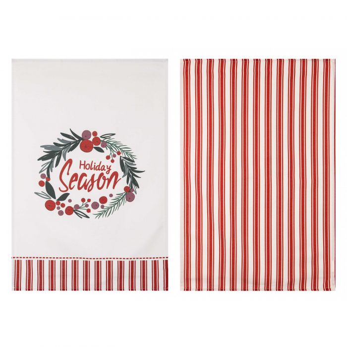 Набір рушничків для кухні Ardesto Happy Holidays 45х65см, 2шт,  90% поліестер, 10% бавовна, червоно-білий