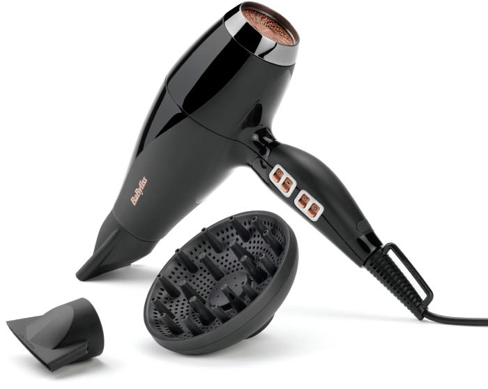 Фен Babyliss Air Power Pro, 2300Вт, 3 режими, дифузор, іоніз-я, хол. обдув, кераміка, чорно-рожевий