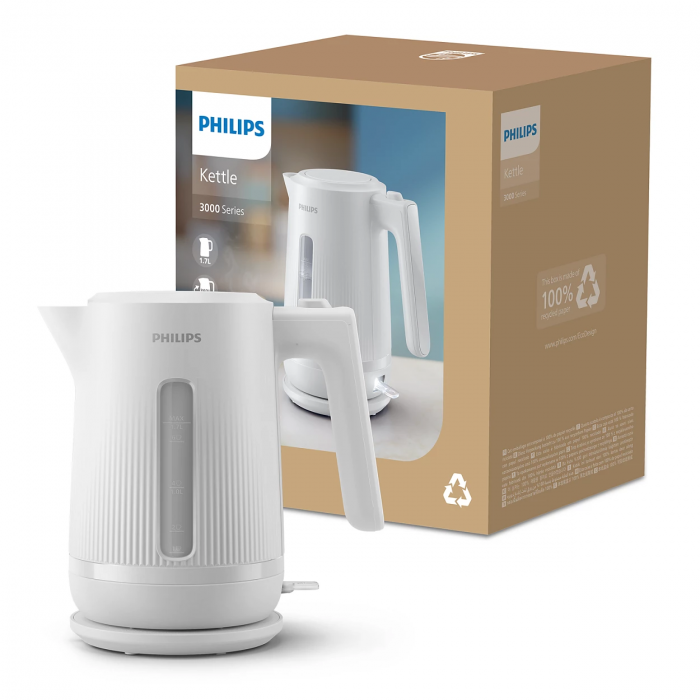 Електрочайник Philips Series 3000, Strix, пластик, білий