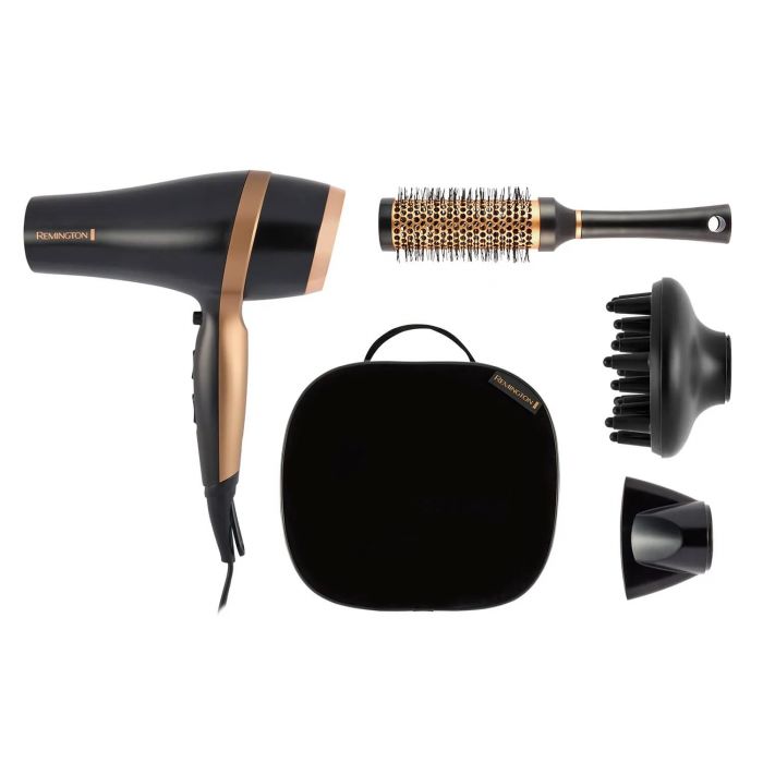 Фен Remington Salon Smooth, 2100Вт, 3 режими, дифузор,гребінець, кейс, іоніз-я, хол. обдув, , чорний