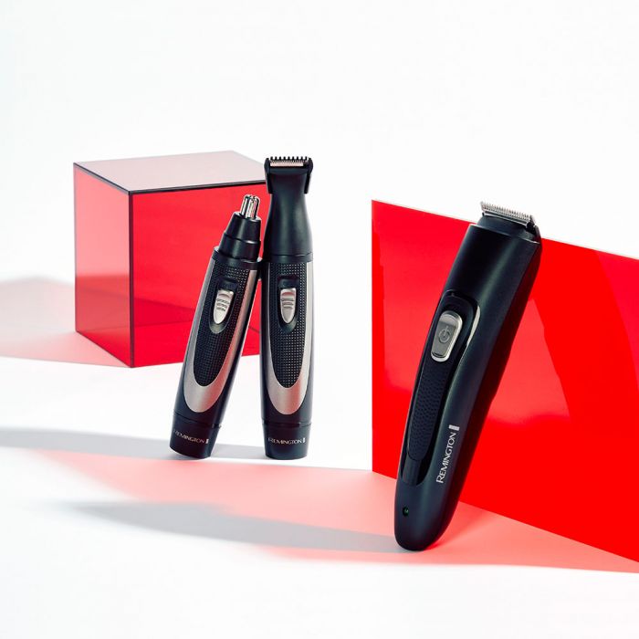 Набір тримерів Remington WORKS, для бороди, вусів, носа та вух, чохол, гребінець, сталь, чорний