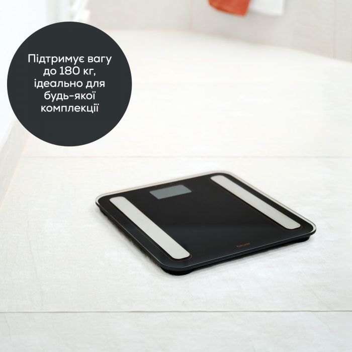 Ваги Beurer підлогові діагностичні, 180кг, підсвіч., дисплея, 1хCR2032, скло,чорний