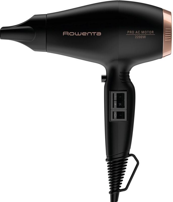 Фен Rowenta Compact PRO+, 2200Вт, 2 режими, дифузор, іоніз-я, хол. обдув, чорний