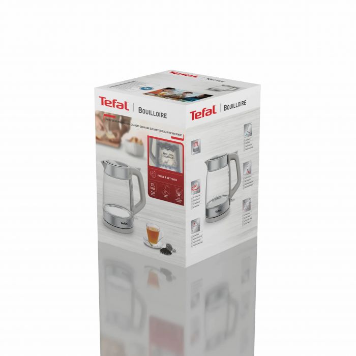 Електрочайник Tefal Glass Kettle 1.7л, скло, з підсвіткою, біло-срібний