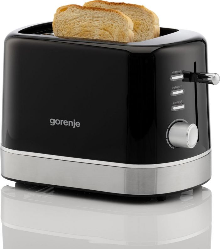 Тостер Gorenje 850Вт, підігрів, розморожування, пластик, чорний