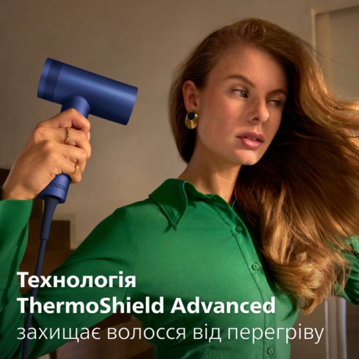 Фен Philips 8000 Series, 1400Вт, 3 режими, іонізація, хол. обдув, турборежим , аквамарин