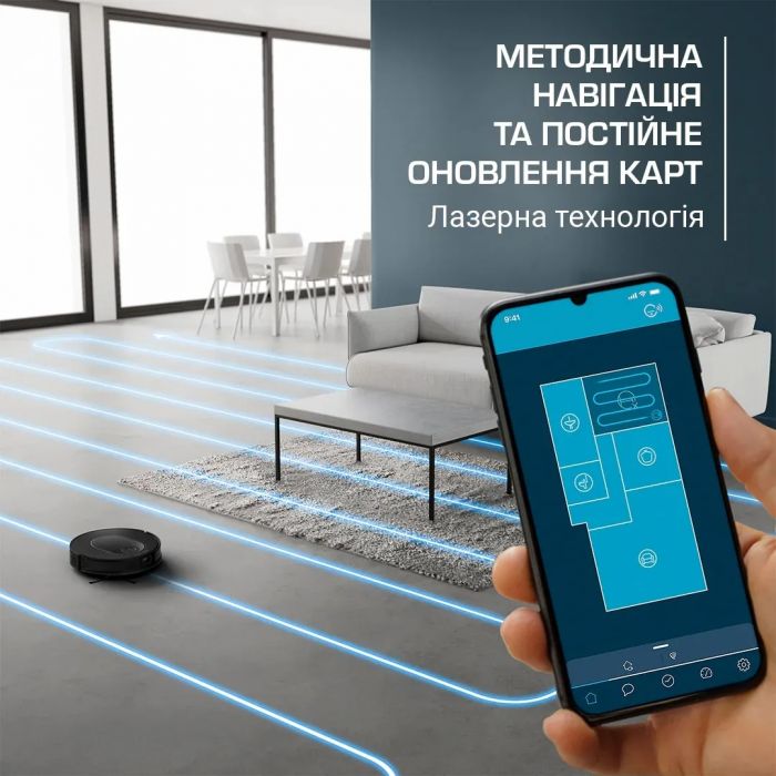 Робот-пилосос Rowenta миючий X-Plorer Serie 65, 2300ПаВт, h=7.8см, 0.3л, конт пил -0.4л, автон. робота до 168хв, чорний