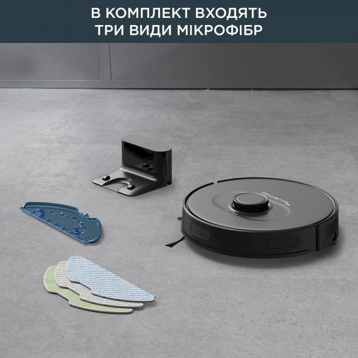 Робот-пилосос Rowenta X-Plorer Serie 75 S, h=9.5см, вологе прибирання, конт пил -0.4л, вода -0.3л, автон. робота до 120хв, НЕРА, управління через смартфон, чорний