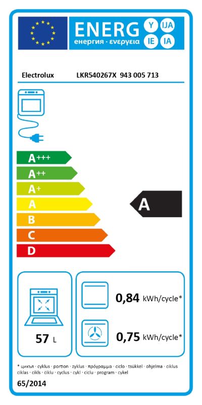Плита Electrolux електрична склокерамічна, 57л, 50x60см, дисплей, конвекція, мангальна підставка, нерж