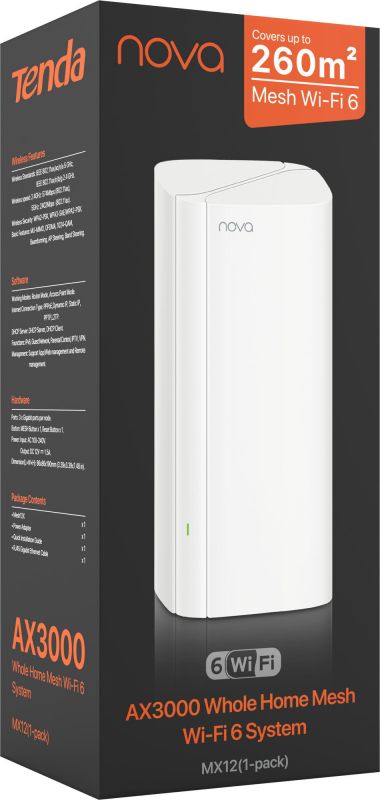 Система WiFi-Mesh TENDA MX12 NOVA AX3000, 1мод