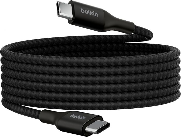 Кабель USB-C > USB-C заряджання/синхронізації Belkin 1м, 240Вт, Type-C, плетений, чорний