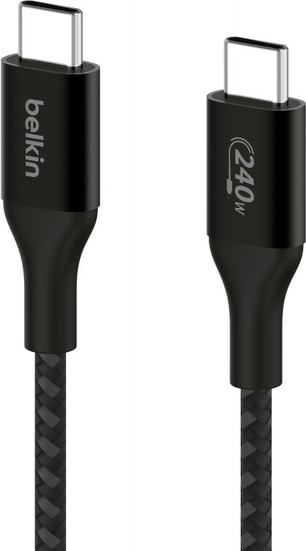 Кабель USB-C > USB-C заряджання/синхронізації Belkin 1м, 240Вт, Type-C, плетений, чорний