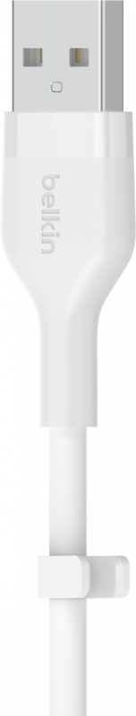 Кабель USB-A > USB-C заряджання/синхронізації Belkin 1м, 60Вт, Type-C, силіконовий з кліпсою, білий