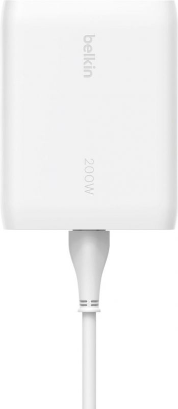 Зарядний пристрій мережевий Belkin 200Вт 4хUSB-С GAN PD PPS, білий