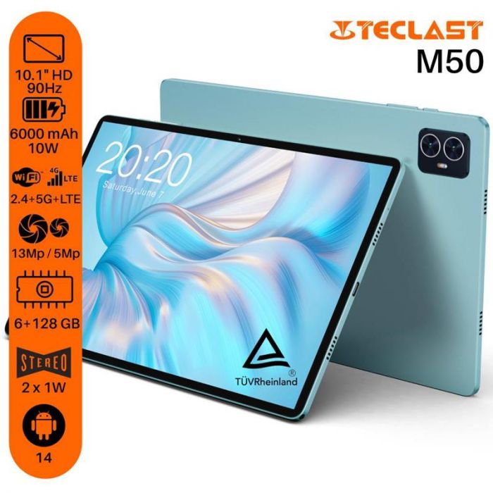 Планшет Teclast M50 10.1" 6ГБ, 128ГБ, LTE, 6000мА•год, Android, блакитний