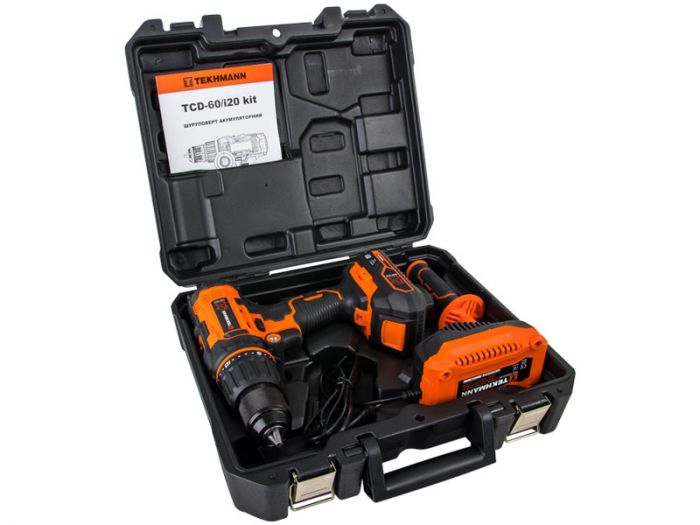 Шурупокрут-дриль ударний акумуляторний Tekhmann TCD-60/i20 kit 20В 1x2А·год 60Нм 440·1650об/хв 1.55кг